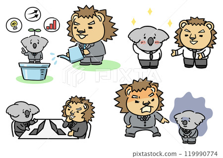 Boss and subordinate cute animal deformed illustration set 119990774