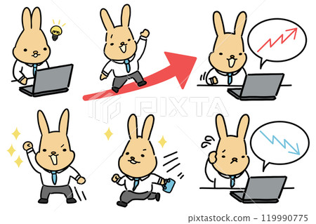 可愛工作兔子的變形插圖集 119990775