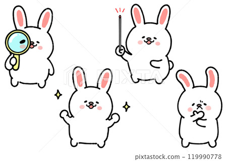 各種姿勢的可愛兔子向量圖素材 各種姿勢的可愛兔子向量圖素材 119990778