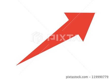 A simple illustration of a red arrow showing an increase in sales A simple illustration of a red arrow showing an increase in sales 119990779