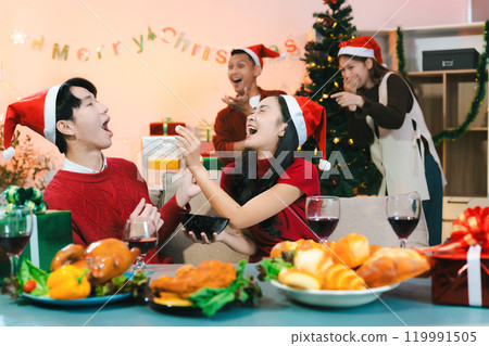 social gathering and get together at Christmas. 119991505