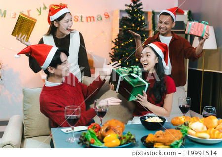 social gathering and get together at Christmas. social gathering and get together at Christmas. 119991514
