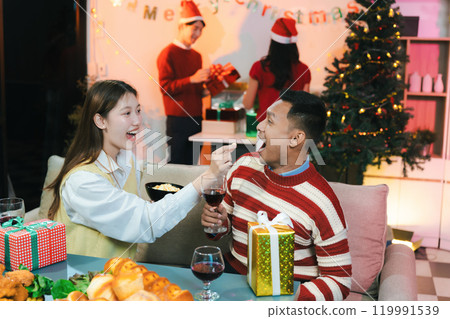social gathering and get together at Christmas. 119991539