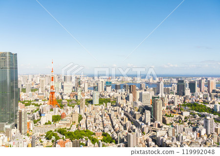 [東京] 蔚藍天空的大城市風景 119992048