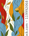 Vibrant tropical leaves in bold colors. Bright colorful pattern against a light backdrop. Concept of nature's beauty. High quality illustration 119992068