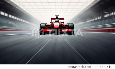 紅色跑車在賽道上行駛 紅色跑車在賽道上行駛 119992310
