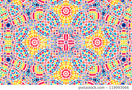 Background with bright colorful mosaic pattern, abstract concentric pattern 119993066