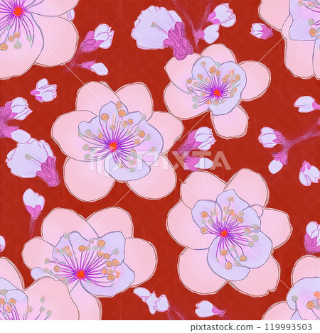 重複無縫櫻花插畫素材 119993503