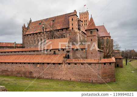 The Castle of the Teutonic Order in Malbork in the Pomerania region, Poland. This is the largest castle in the world measured by land area and a UNESCO World Heritage Site 119994021