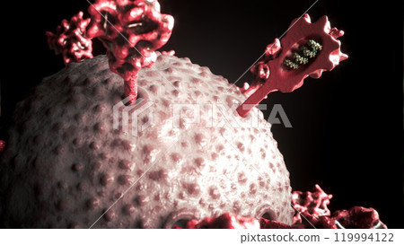 3D Rendering of mRNA Vaccine Interaction with Virus 3D Rendering of mRNA Vaccine Interaction with Virus 119994122