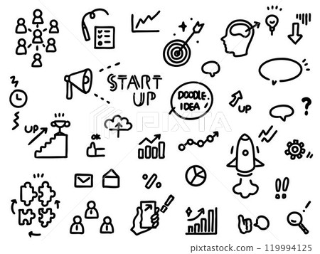 Startup doodle icon set - white background illustration material 119994125