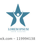 Uplifting Human Figure with Star Shape Ideal for Education, Achievement, Wellness, and Personal Growth Brand Identity 119994138