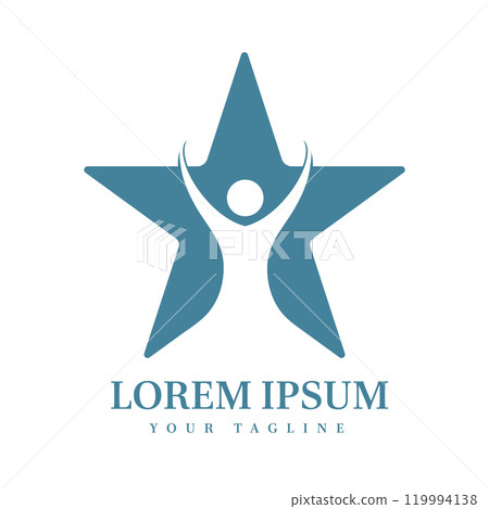 Uplifting Human Figure with Star Shape Ideal for Education, Achievement, Wellness, and Personal Growth Brand Identity 119994138