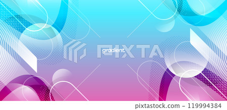 Modern and Minimalist Abstract Background in Blue and Purple Gradient Colors. Creative Banner with Geometric Circle Shapes 119994384