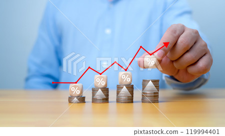 Mutual funds strategy increase revenue dividends. Bank raised interest rate, high investors invest money return investment. Business world, Successful knowledge finance equity. Income pension to grow. 119994401