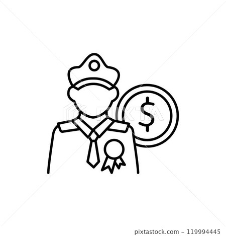 Loans for veterans linear icon. Credit for military man. Money for people who served in forces. Thin line illustration. Contour symbol. Vector isolated outline. Editable stroke 119994445