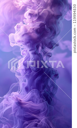 Ethereal purple smoke swirling in air, dramatic abstract background, wallpaper. Generative AI 119994830
