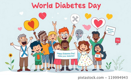 cartoon design celebrate for  world diabetes day 119994943