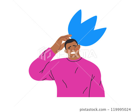 Thinking people, modern flat vector concept illustration- man standing thoughtfully, looking forward, bubble near his head Metaphor for reflection, analysis, introspection, contemplation, deep thought Thinking people, modern flat vector concept illustration- man standing thoughtfully, looking forward, bubble near his head Metaphor for reflection, analysis, introspection, contemplation, deep thought 119995024