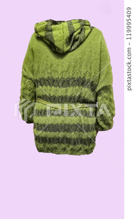 Handmade knitted cardigan Knitted product made of khaki threads Cardigan pattern 119995409