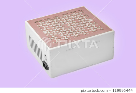 Extractor fan for manicure. Collects dust, cleans air. Light background. 119995444