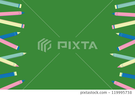 School board with colorful pencils on the sides. Vector illustration. Educational background design. 119995738