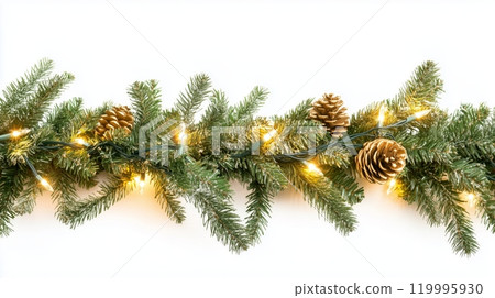 A Christmas garland of diodes on a white background. 119995930