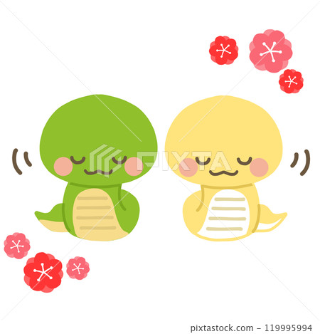 蛇年賀年卡材料：兩條弓蛇 119995994