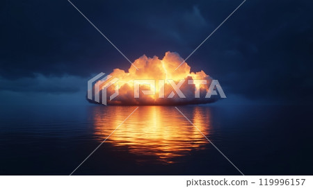 A cloud with lightning reflectin 119996157
