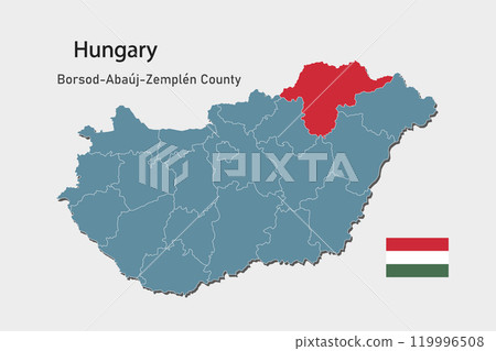 Vector map Hungary, Borsod-Abauj-Zemplen county 119996508