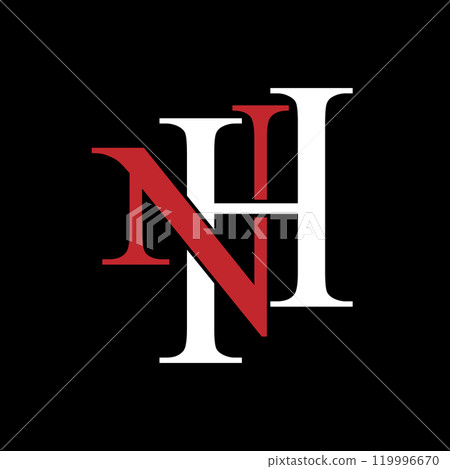 The letters N and H. Are a combination of overlapping letters. Logo template, abbreviation or monogram.   The idea of a business, brand, or company design 119996670
