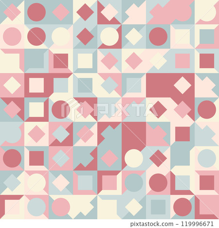 Seamless geometric pattern. Colorful background of geometric shapes. Template for interior design, covers, panels, packaging and creative ideas 119996671