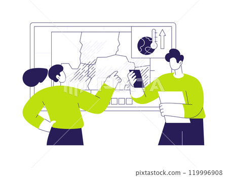 Research global temperature change abstract concept vector illustration. 119996908