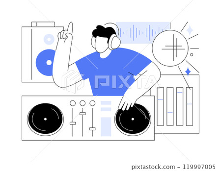 Djing isolated cartoon vector illustrations. Djing isolated cartoon vector illustrations. 119997005