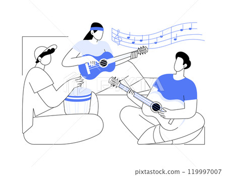 Jamming with friends isolated cartoon vector illustrations. 119997007