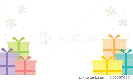 Colorful gifts and snow frame 119997053