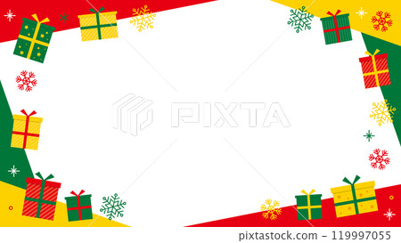 Christmas present frame, snowflake, colorful, red, yellow, green 119997055