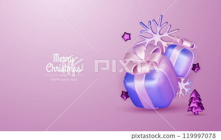 Merry Christmas and happy new year background. Christmas tree, Gift boxes, Christmas balls. Christmas element for web, banners, greeting card, template design. Merry Christmas and happy new year background. Christmas tree, Gift boxes, Christmas balls. Christmas element for web, banners, greeting card, template design. 119997078