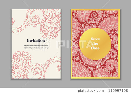 Two greeting cards set with paisley motifs 119997198