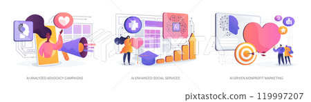AI in volunteer organizations abstract concept vector illustrations. AI in volunteer organizations abstract concept vector illustrations. 119997207