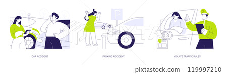 Road traffic accident abstract concept vector illustrations. Road traffic accident abstract concept vector illustrations. 119997210