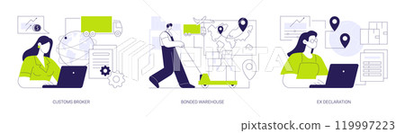 Customs clearance abstract concept vector illustrations. 119997223