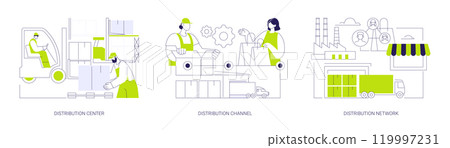 Distribution of goods abstract concept vector illustrations. Distribution of goods abstract concept vector illustrations. 119997231