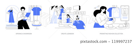 Promoting fashion brand isolated cartoon vector illustrations se Promoting fashion brand isolated cartoon vector illustrations se 119997237