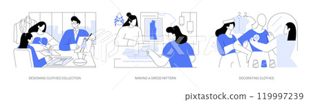 Becoming a fashion designer isolated cartoon vector illustrations se 119997239