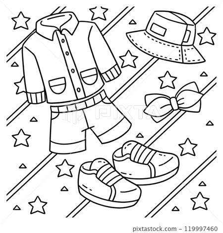 Baby Shower Baby Boy Outfit Coloring Page for Kids 119997460