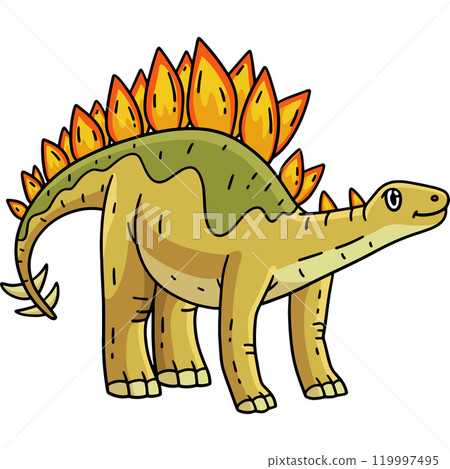 Dinosaur Stegosaurus Cartoon Colored Clipart  119997495