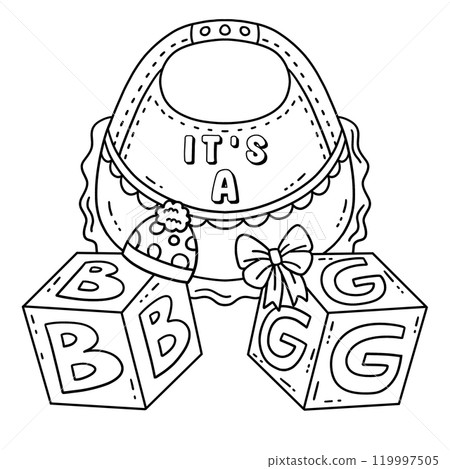 Baby Shower Its A, B or G Isolated Coloring Page 119997505