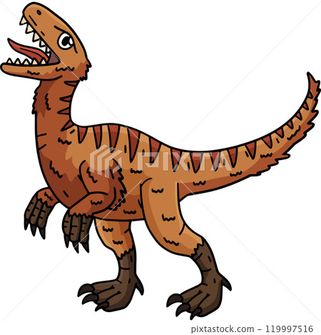 Dinosaur Velociraptor Cartoon Colored Clipart 119997516