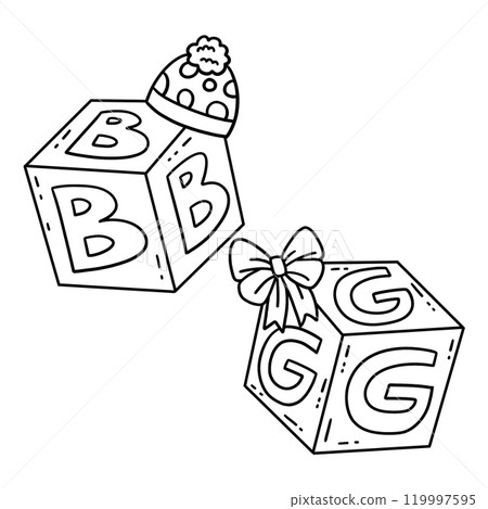 Baby Shower Its B or G Isolated Coloring Page Baby Shower Its B or G Isolated Coloring Page 119997595